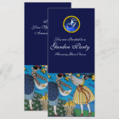 ELEGANT SUMMER GARDEN Party ,SAPPHIRE GEM MONOGRAM Kaart (Voorkant / Achterkant)