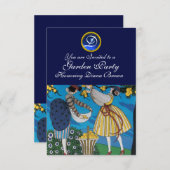 ELEGANT SUMMER GARDEN PARTY SAPPHIRE GEM MONOGRAM KAART (Voorkant / Achterkant)