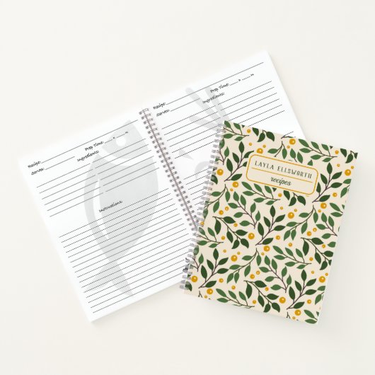 Elegant Summer Greenery Personalized Recipe Notitieboek (Binnen)