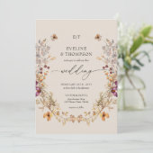 Elegant Summer Meadow Wildflower Boho Wedding Kaart (Staand voorkant)