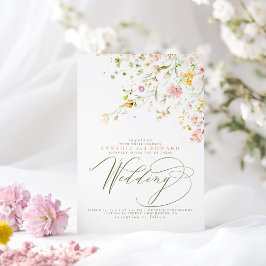 Elegant Summer Meadow Wildflower Boho Wedding Kaart