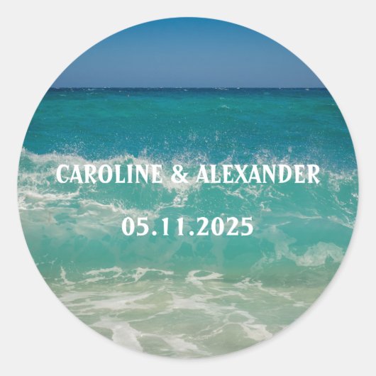 Elegant Summer Ocean Water Tropical Beach Hawaii C Ronde Sticker (Voorkant)
