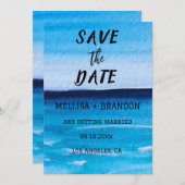 Elegant Summer Ocean Waves Beach Invitation Kaart (Voorkant / Achterkant)