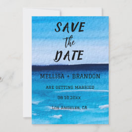 Elegant Summer Ocean Waves Beach Invitation Kaart