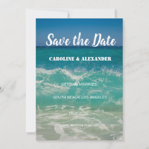 Elegant Summer Ocean Waves Beach Tropical Wedding Save The Date