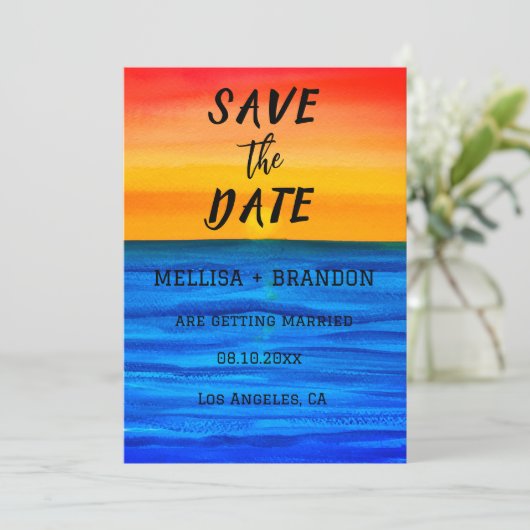 Elegant Summer Ocean Waves Sunset Beach Kaart (Staand voorkant)