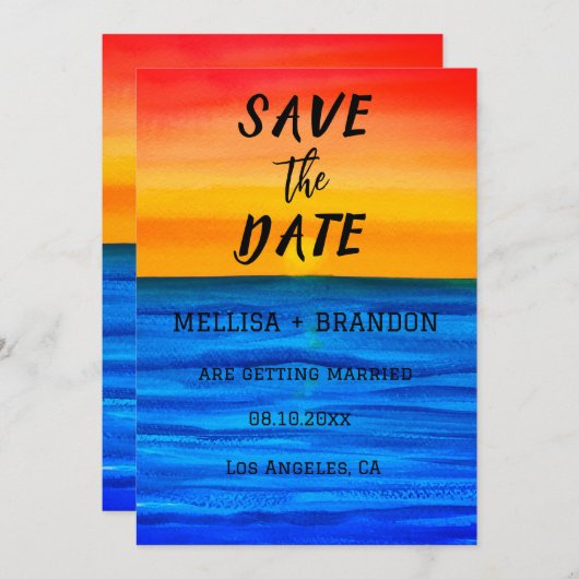 Elegant Summer Ocean Waves Sunset Beach Kaart (Voorkant / Achterkant)