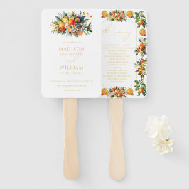Elegant Summer Oranje Fruit Wedding Programme Handwaaier
