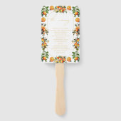 Elegant Summer Oranje Fruit Wedding Programme Handwaaier (Achterkant)