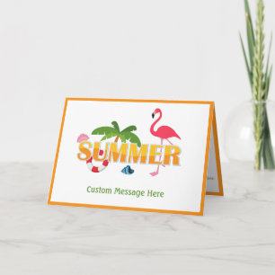 Elegant Summer Pink Flamingo Palm Tree Greep Kaart