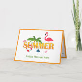 Elegant Summer Pink Flamingo Palm Tree Greep Kaart (Voorkant)