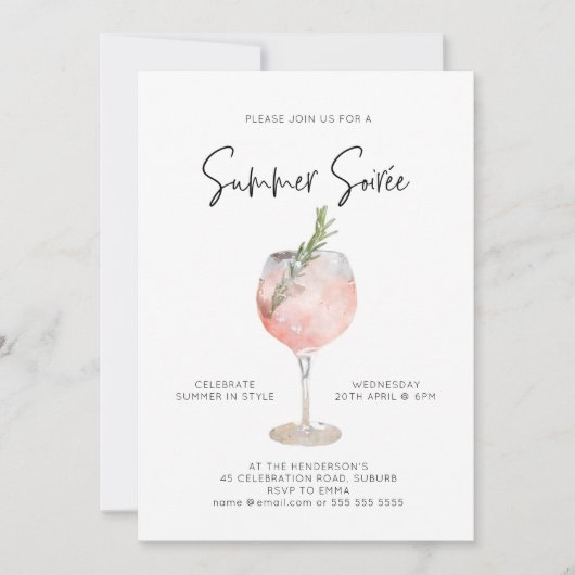 Elegant Summer Soiree Drinken Cocktail Party Pink Kaart (Voorkant)