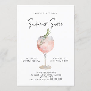 Elegant Summer Soiree Drinken Cocktail Party Pink Kaart