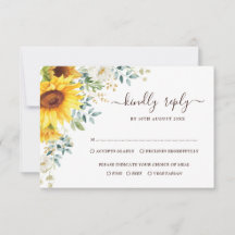 Elegant Summer Sunflower Greenery Wedding RSVP