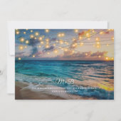 Elegant Summer Sunset Beach String Lights, Weddens Save The Date (Achterkant)