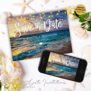 Elegant Summer Sunset Beach String Lights, Weddens Save The Date