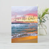 Elegant Summer Sunset Beach Tropical Wedding Save The Date (Staand voorkant)