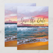 Elegant Summer Sunset Beach Tropical Wedding Save The Date (Voorkant / Achterkant)