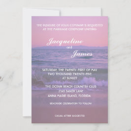 Elegant Summer Sunset Beach Wedding Kaart