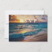 Elegant Summer Sunset Beach Wedding RSVP Card Kaart (Voorkant)