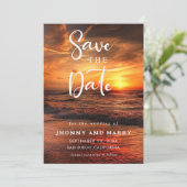 Elegant Summer Sunset Beach, Wedding Save the Date Kaart (Staand voorkant)