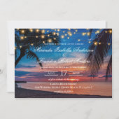 Elegant Summer Sunset Palm Beach Wedding Kaart (Voorkant)