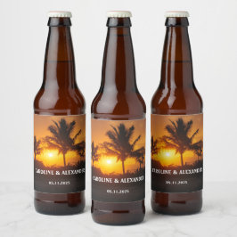 Elegant Summer Sunset Tropical Beach Hawaii Bier Etiket