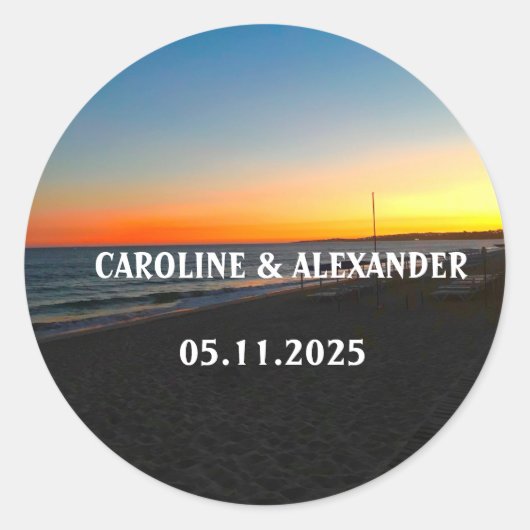 Elegant Summer Sunset Tropical Beach Hawaii Ronde Sticker (Voorkant)