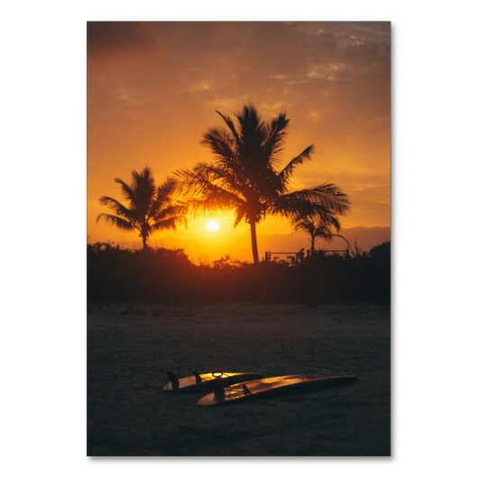 Elegant Summer Sunset Tropical Beach Hawaii Table Kaart (Achterkant)