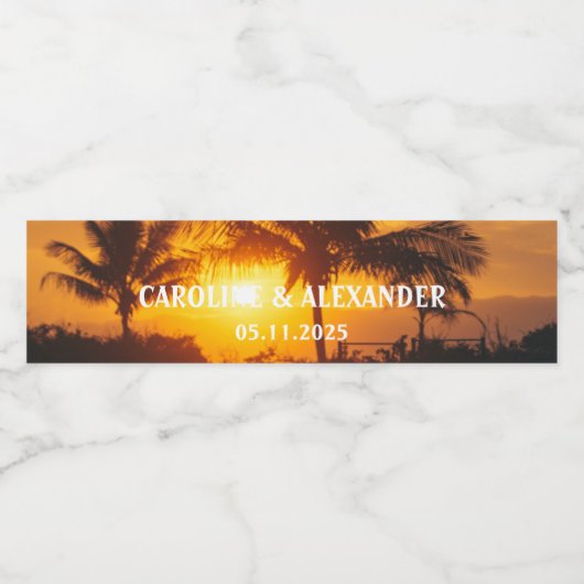 Elegant Summer Sunset Tropical Beach Hawaii Waterfles Etiket (Enkel label)