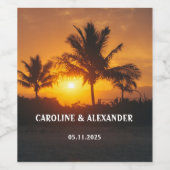 Elegant Summer Sunset Tropical Beach Hawaii Wijn Etiket (Enkel label)