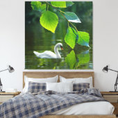 Elegant Summer Swan Canvas Afdruk (Insitu (Slaapkamer))