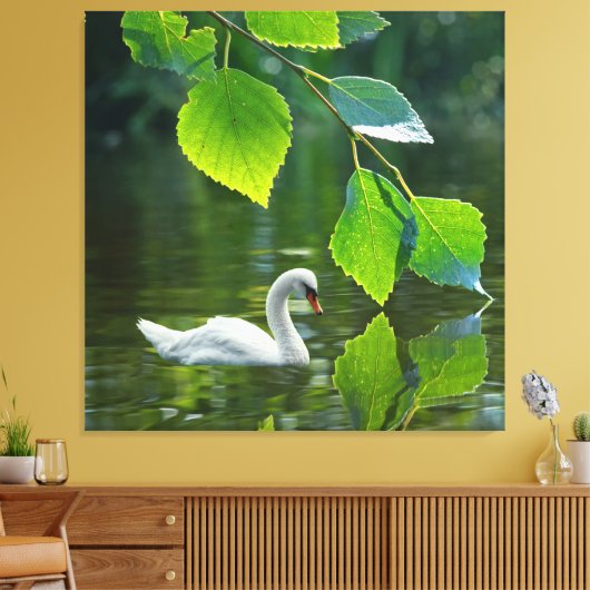Elegant Summer Swan Canvas Afdruk (Insitu (Woonkamer))