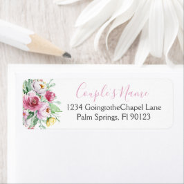 Elegant Summer Waterverf Floral Wedding Etiket