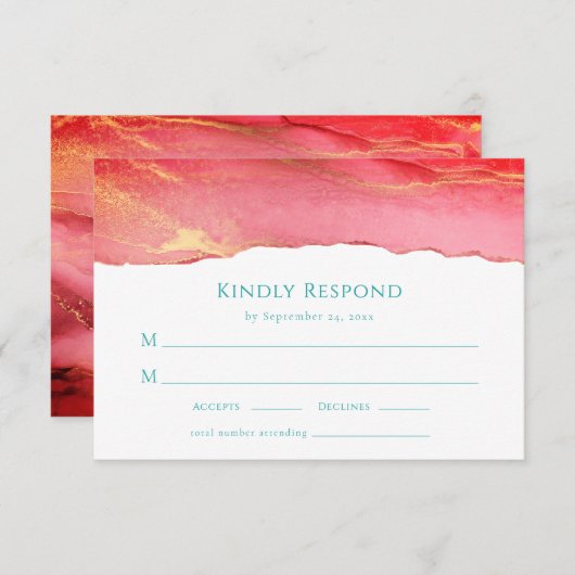 Elegant Summer Wedding RSVP Response Kaart (Voorkant / Achterkant)