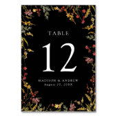 Elegant Summer Wildflower Black Wedding Kaart (Voorkant)