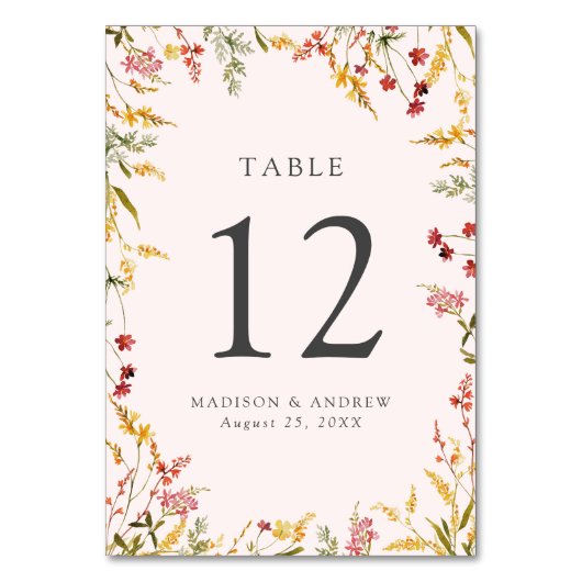 Elegant Summer Wildflower Blush Wedding Kaart (Achterkant)