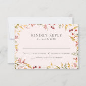 Elegant Summer Wildflower Blush Wedding RSVP Kaartje (Voorkant)