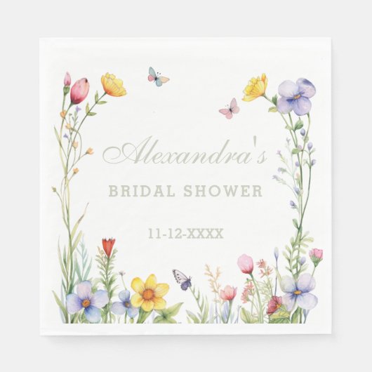 Elegant Summer Wildflower Boho Vrijgezellenfeest Servet (Voorkant)