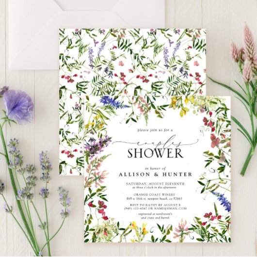 Elegant Summer Wildflower Couples Shower Kaart