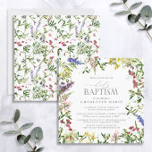 Elegant Summer Wildflower Floral Baptisme Kaart
