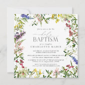 Elegant Summer Wildflower Floral Baptisme Kaart (Voorkant)