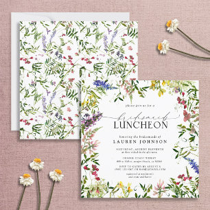 Elegant Summer Wildflower Floral Bridal Luncheon Kaart