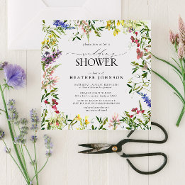 Elegant Summer Wildflower Floral Wedding Shower Kaart