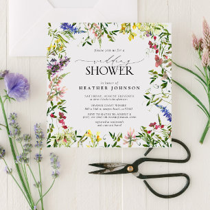 Elegant Summer Wildflower Floral Wedding Shower Kaart