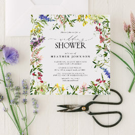 Elegant Summer Wildflower Floral Wedding Shower Kaart