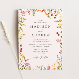 Elegant Summer Wildflower Lijst Blush Wedding Kaart