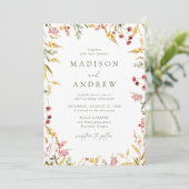 Elegant Summer Wildflower Lijst Wedding Kaart (Staand voorkant)