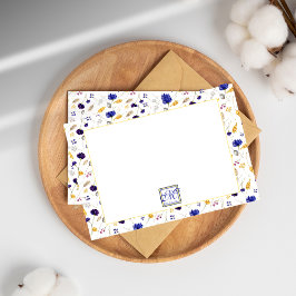 Elegant Summer Wildflower Pattern Monogrammed Notitiekaartje