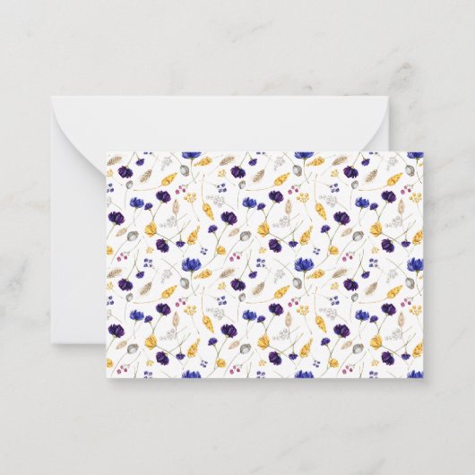 Elegant Summer Wildflower Pattern Monogrammed Notitiekaartje (Achterkant)